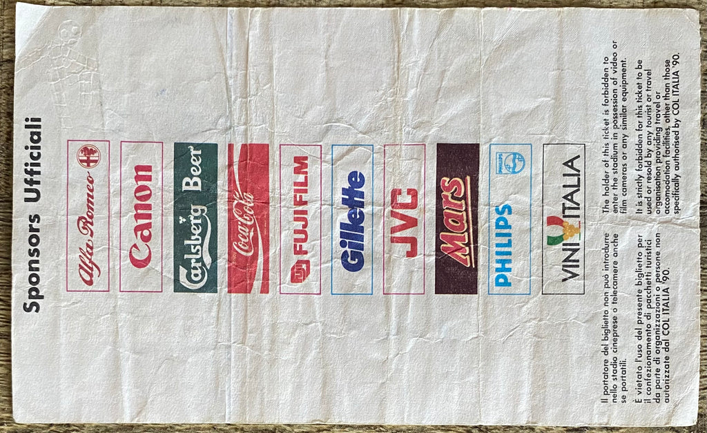 1990 ORIGINAL WORLD CUP 1ST ROUND TICKET SCOTLAND V BRAZIL @ TURIN