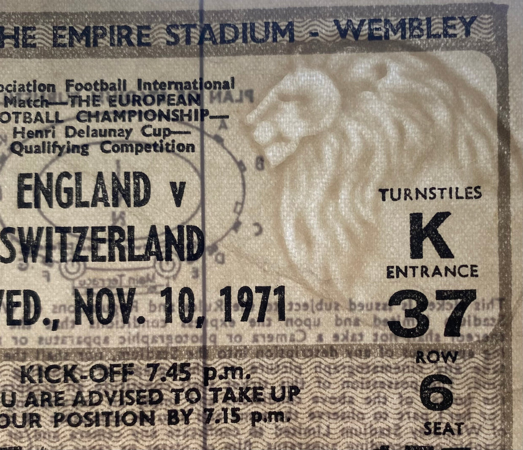 1971 ORIGINAL EUROPEAN CHAMPIONSHIPS QUALIFYING TICKET ENGLAND V SWITZERLAND