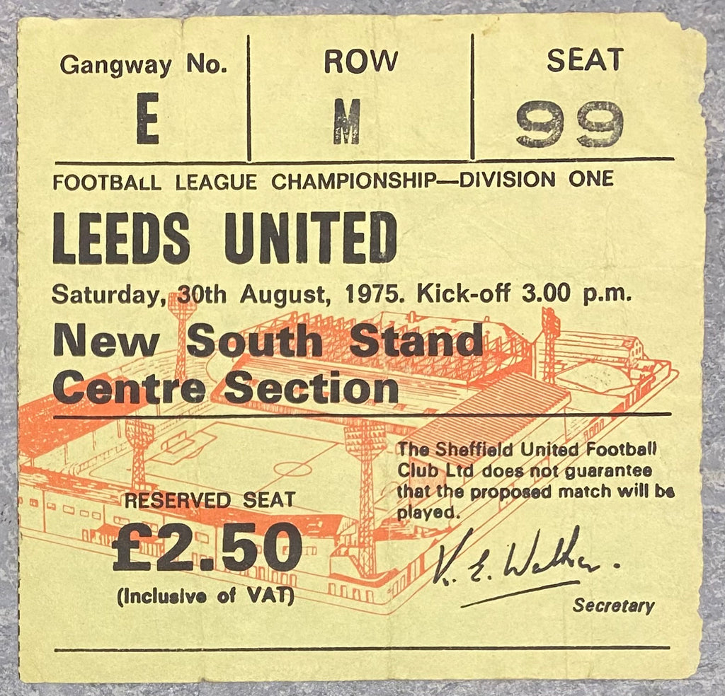 1975/76 ORIGINAL DIVISION ONE TICKET SHEFFIELD UNITED V LEEDS UNITED
