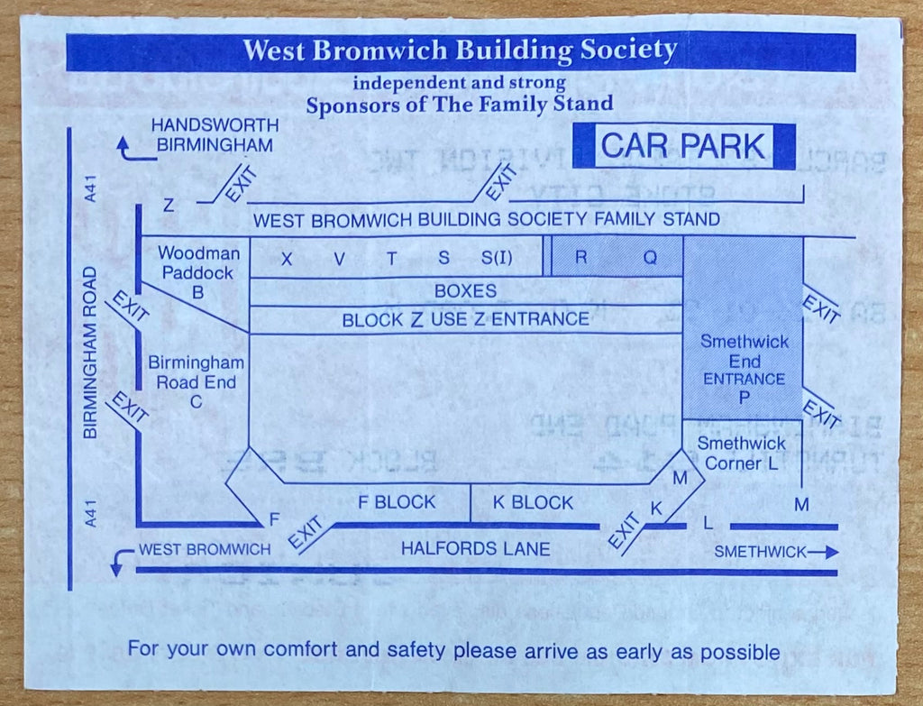 1992/93 ORIGINAL DIVISION 2 TICKET WEST BROMWICH ALBION V STOKE CITY