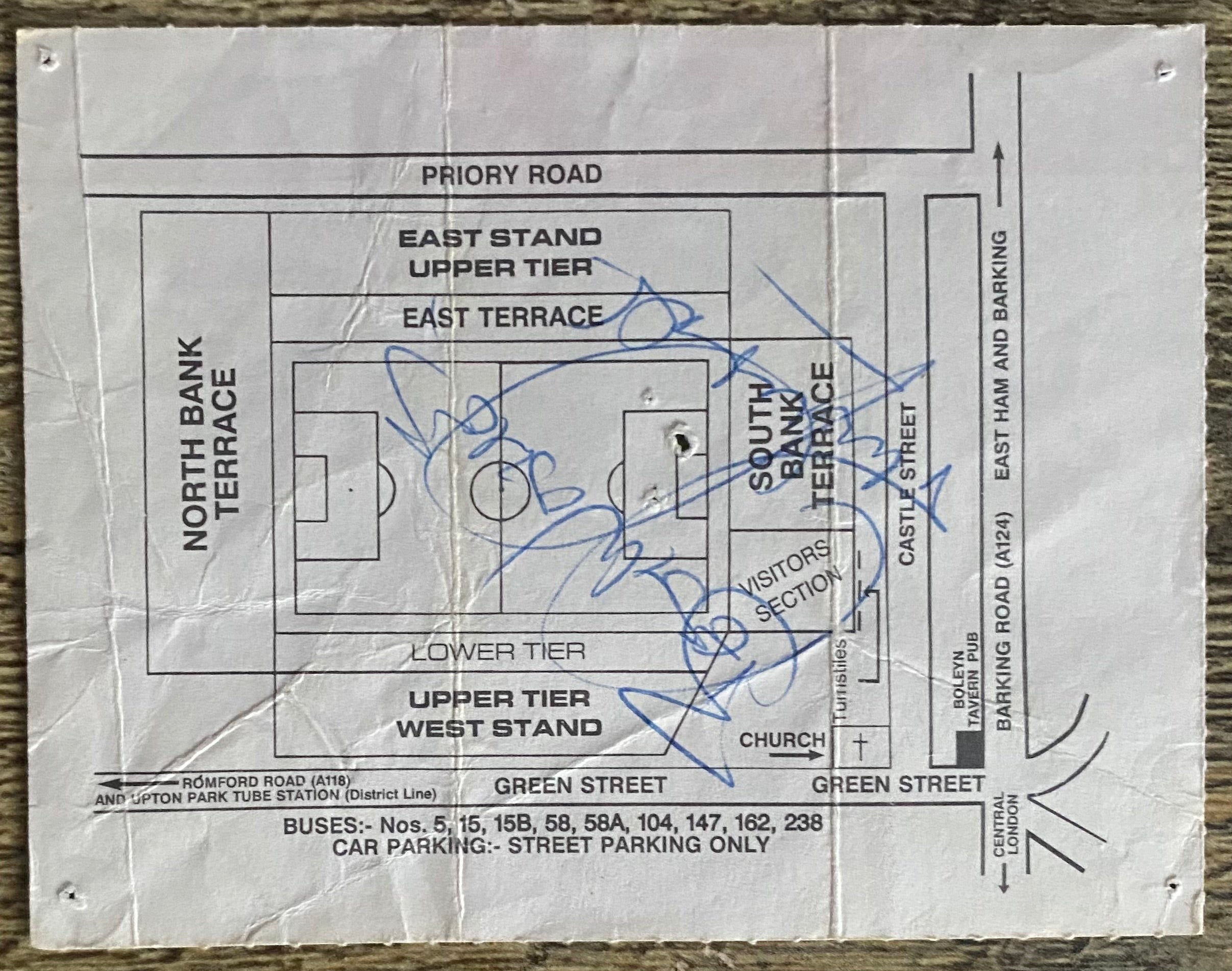 1991/92 ORIGINAL DIVISION 1 TICKET WEST HAM UNITED V NOTTS COUNTY