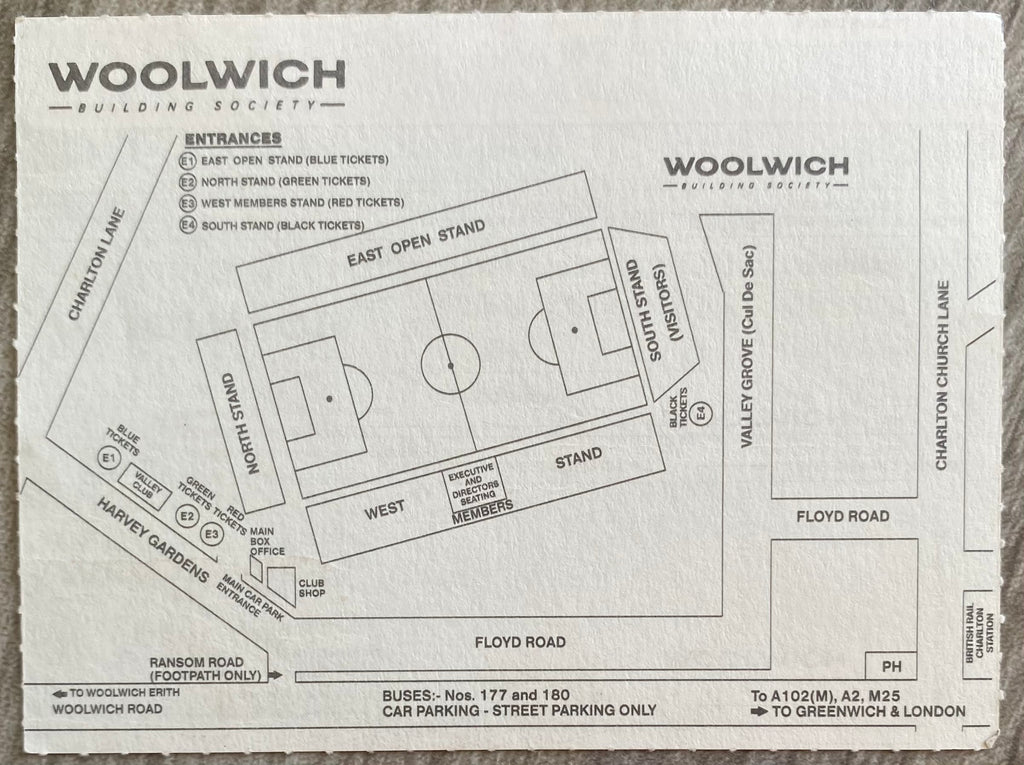 1991/92 ORIGINAL DIVISION 2 TICKET CHARLTON ATHLETIC V PLYMOUTH ARGYLE