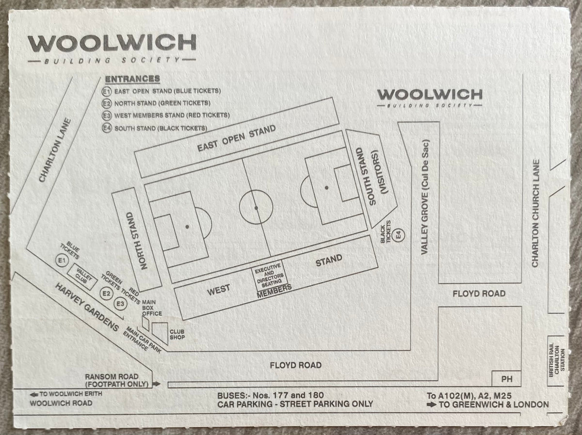 1991/92 ORIGINAL DIVISION 2 TICKET CHARLTON ATHLETIC V PLYMOUTH ARGYLE