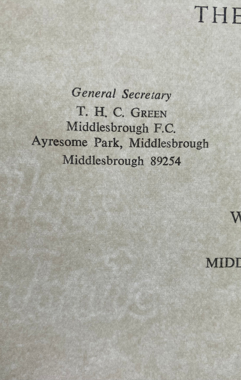 1966 WORLD CUP ORGANISATION ORIGINAL OFFICIAL UNUSED LETTER AYRESOME PARK
