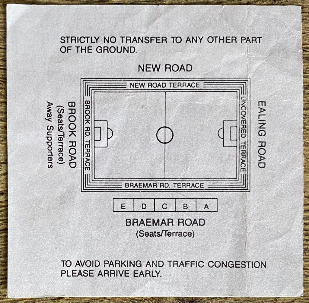 1992/93 ORIGINAL DIVISION 1 TICKET BRENTFORD V WOLVERERHAMPTON WANDERERS