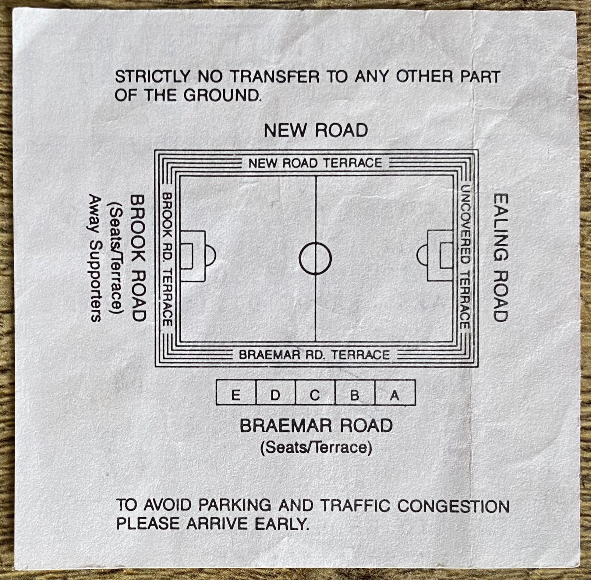 1992/93 ORIGINAL DIVISION 1 TICKET BRENTFORD V WOLVERERHAMPTON WANDERERS