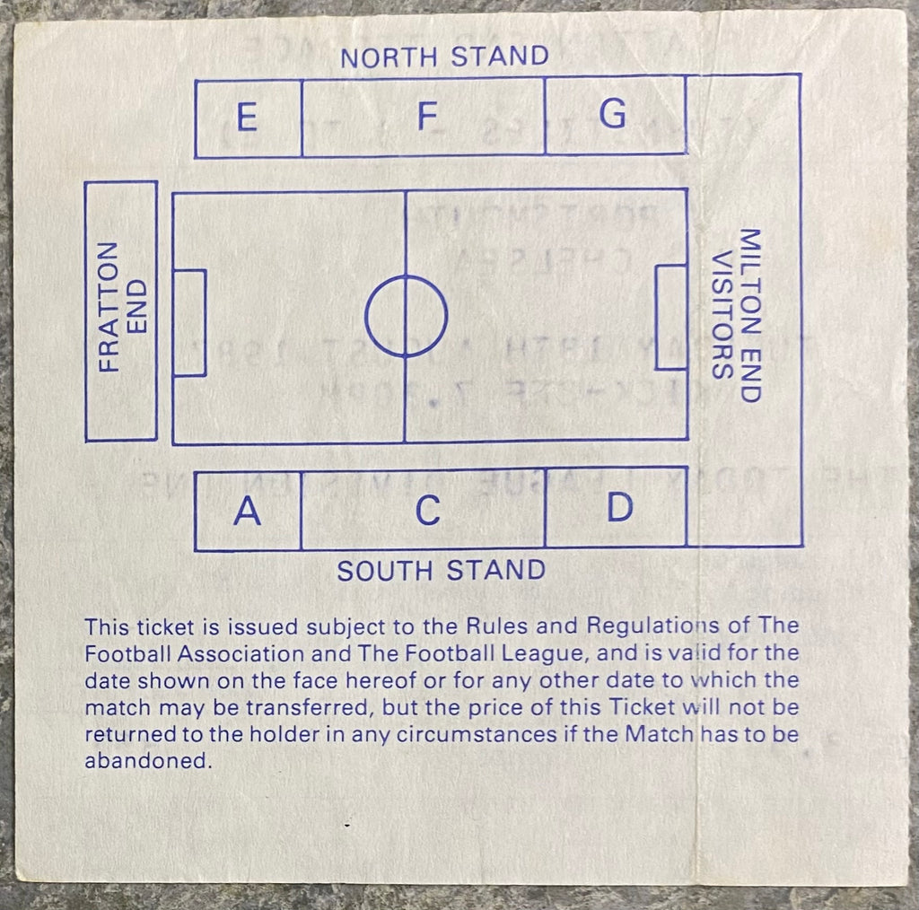 1987/88 ORIGINAL DIVISION 1 TICKET PORTSMOUTH V CHELSEA