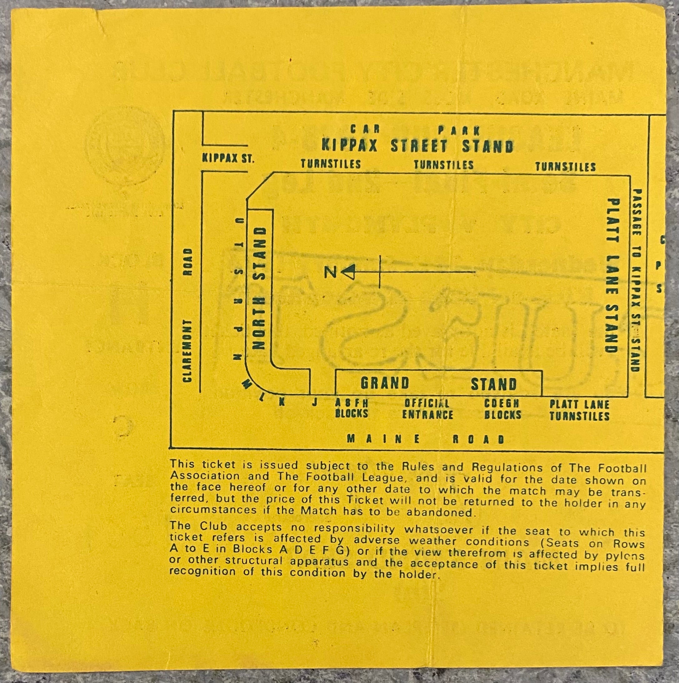 1973/74 ORIGINAL LEAGUE CUP SEMI FINAL 2ND LEG TICKET MANCHESTER CITY V PLYMOUTH ARGYLE
