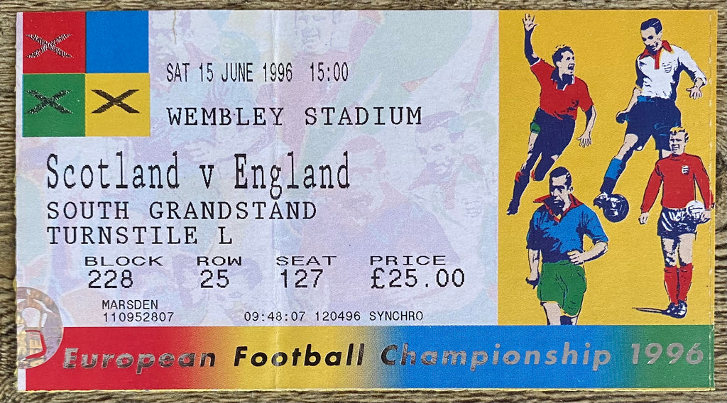 1996 ORIGINAL EUROPEAN CHAMPIONSHIPS EURO 96 TICKET ENGLAND V SCOTLAND @ WEMBLEY