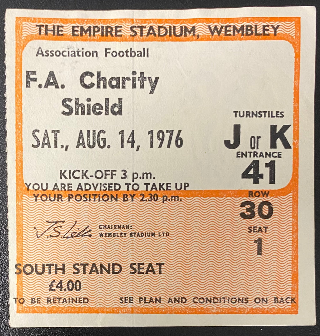 1976 ORIGINAL CHARITY SHIELD TICKET LIVERPOOL V SOUTHAMPTON