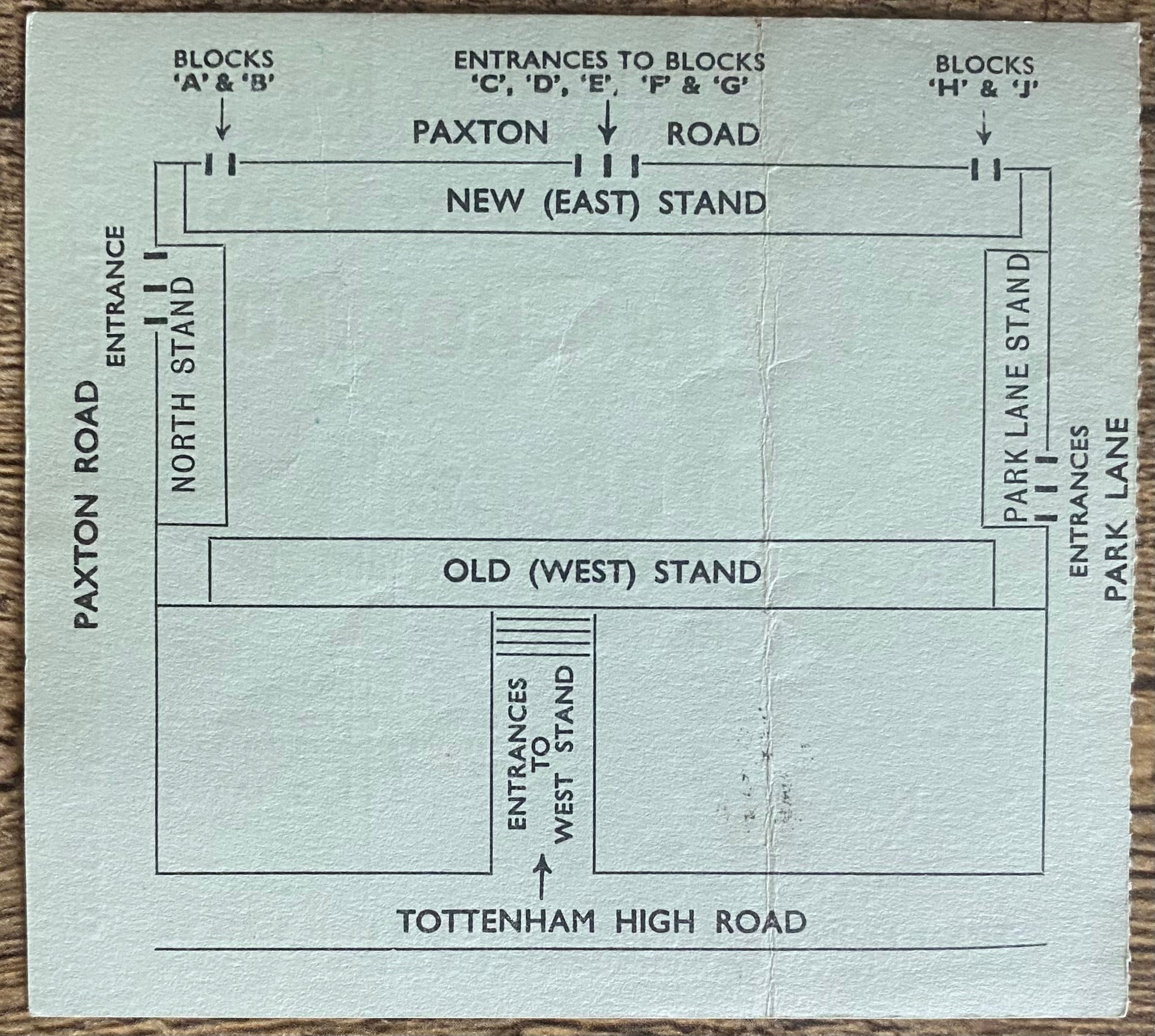 1963/64 ORIGINAL DIVISION ONE TICKET TOTTENHAM HOTSPUR V BURNLEY