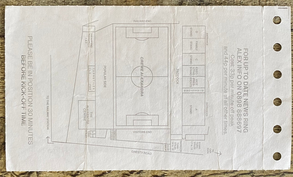 1990/91 ORIGINAL DIVISION 3 TICKET CREWE ALEXANDRA V STOKE CITY