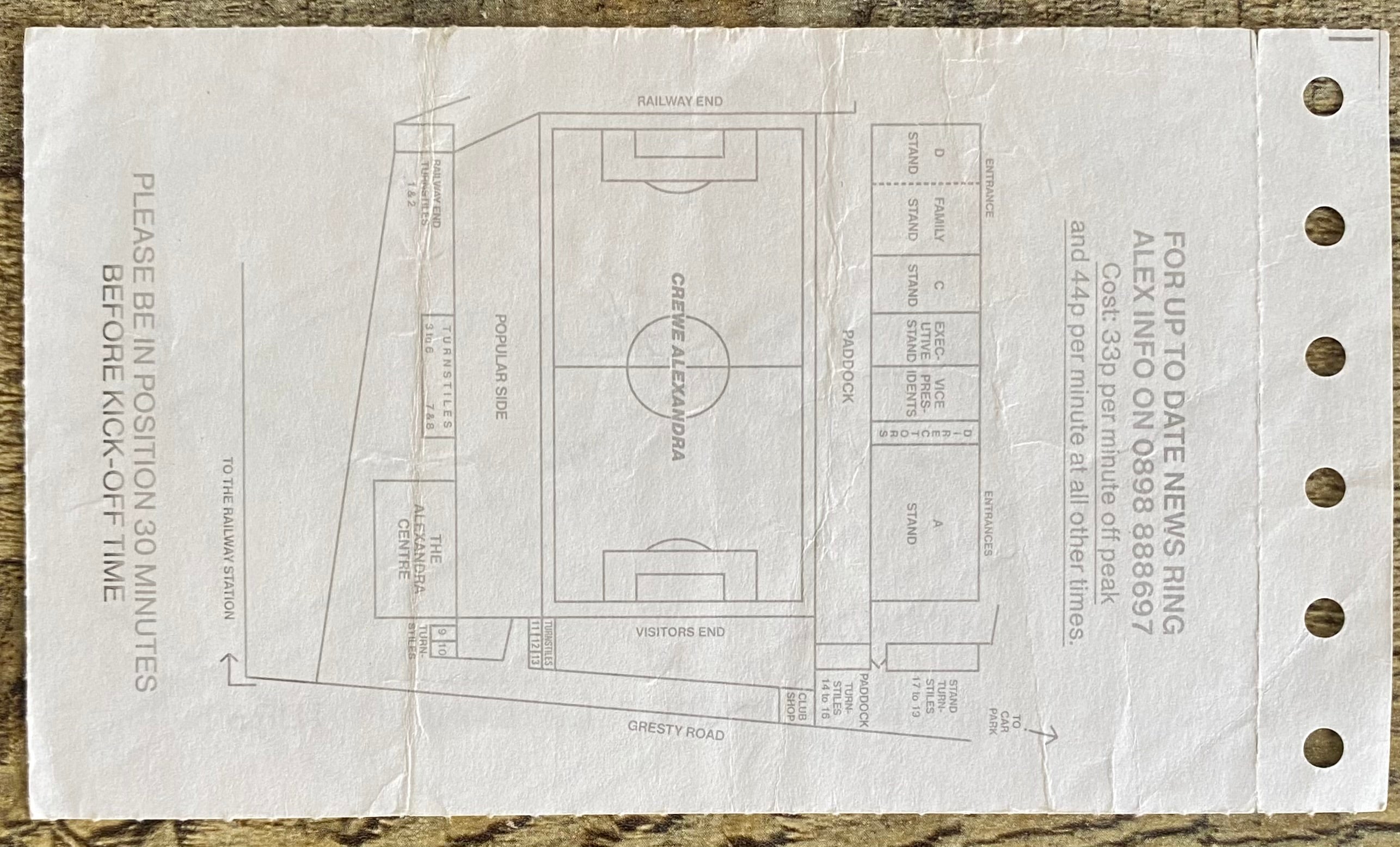1990/91 ORIGINAL DIVISION 3 TICKET CREWE ALEXANDRA V STOKE CITY