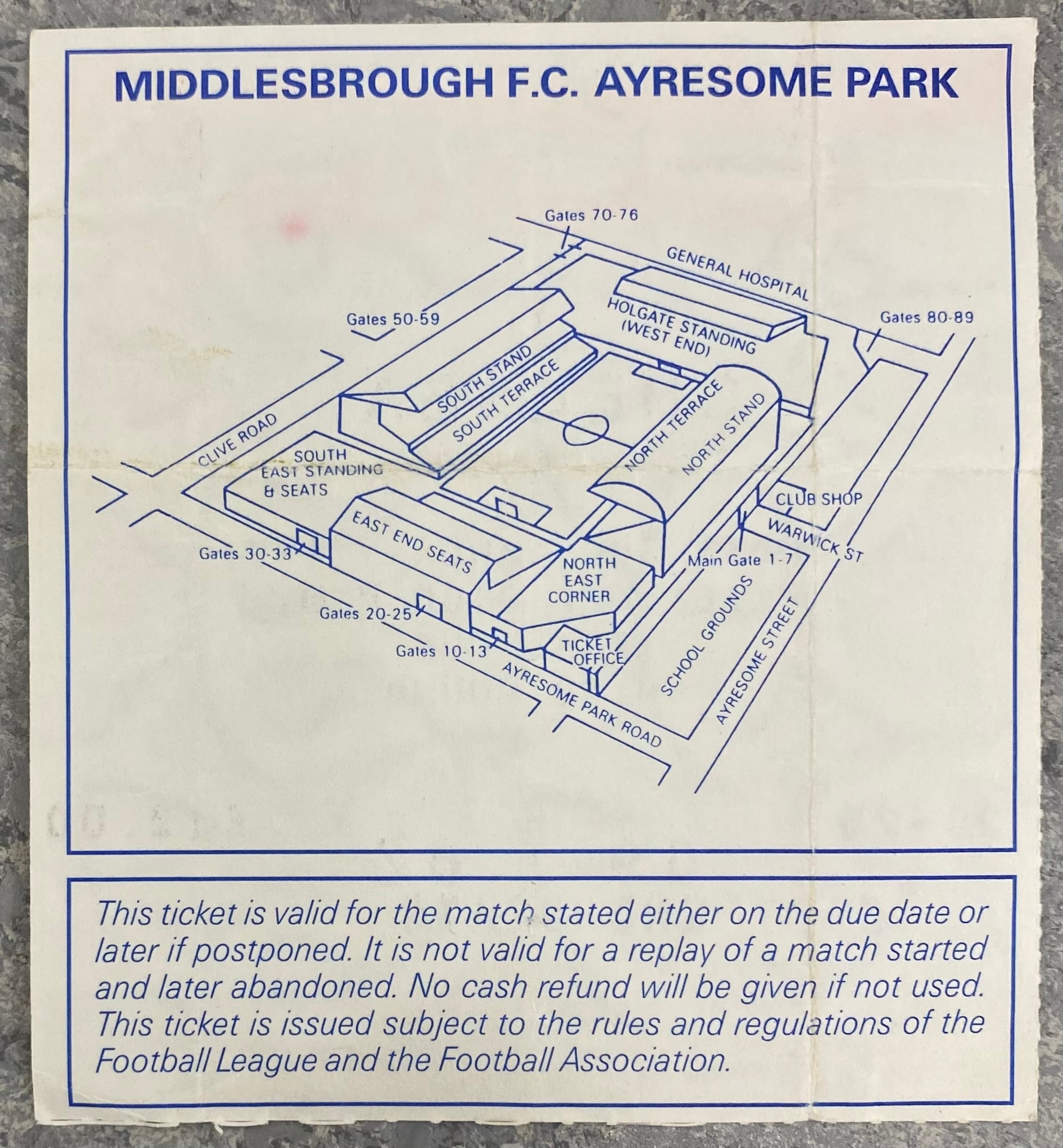 1992/93 ORIGINAL FA CUP 3RD ROUND TICKET MIDDLESBROUGH V CHELSEA