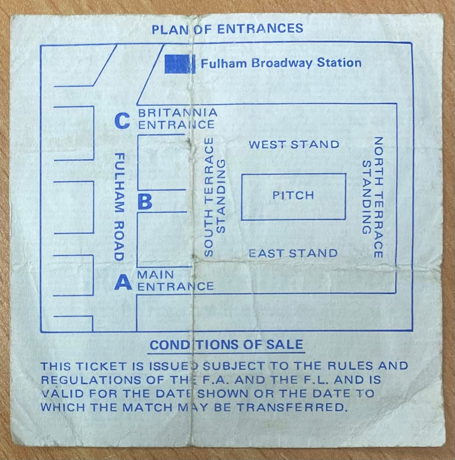 1981/82 ORIGINAL FA CUP 6TH ROUND TICKET CHELSEA V TOTTENHAM HOTSPUR