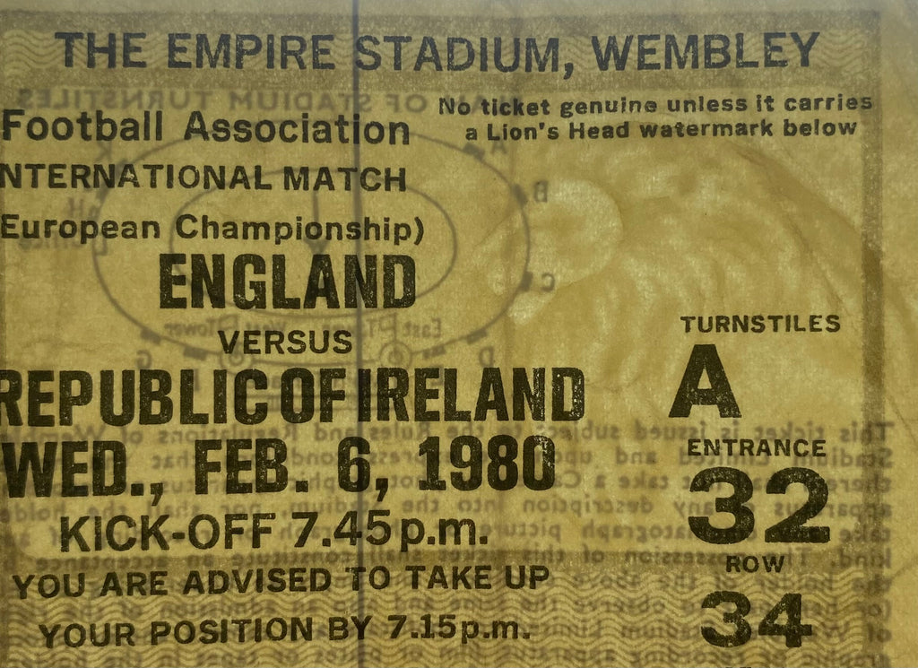 1980 ORIGINAL EUROPEAN CHAMPIONSHIPS QUALIFYING TICKET ENGLAND V REPUBLIC OF IRELAND