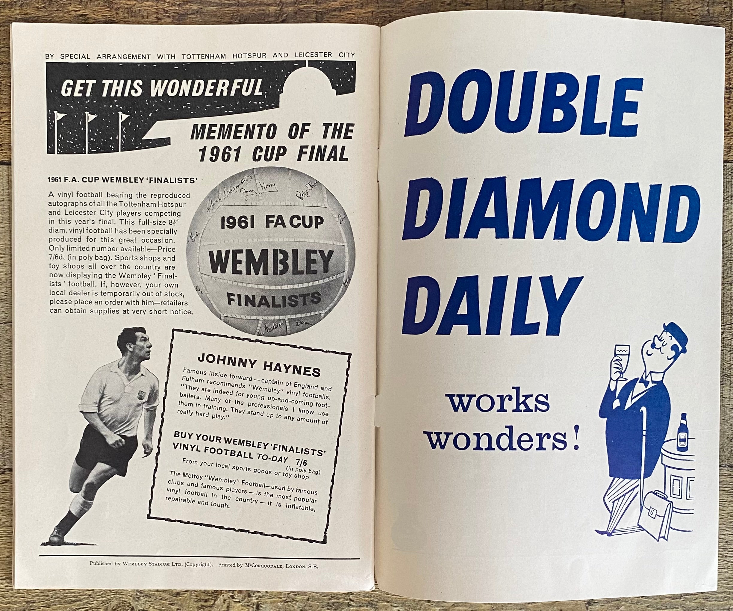 1961 ORIGINAL FA CUP FINAL PROGRAMME TOTTENHAM HOTSPUR V BURNLEY