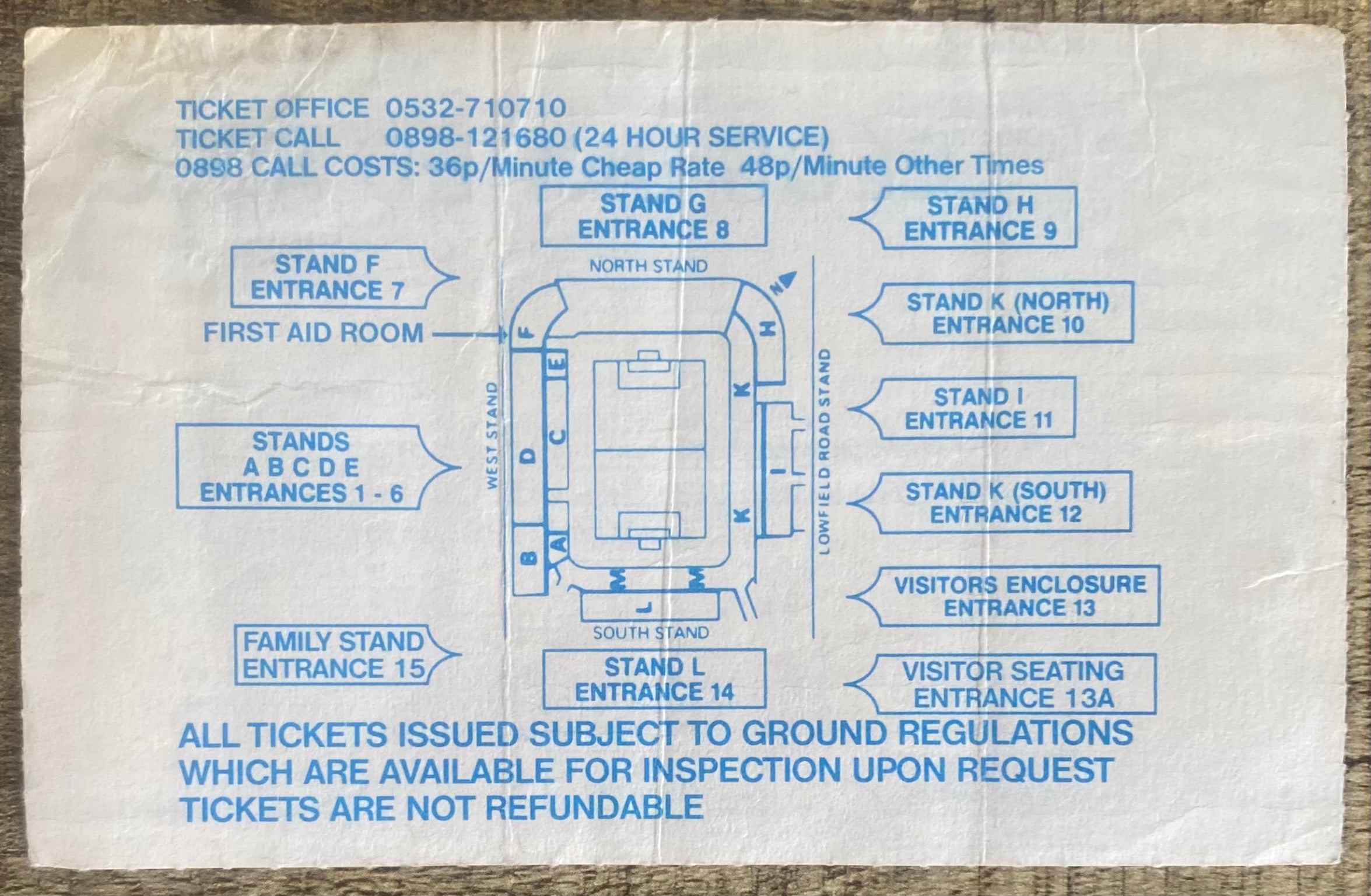 1991/92 ORIGINAL DIVISION 1 TICKET LEEDS UNITED V NOTTS COUNTY