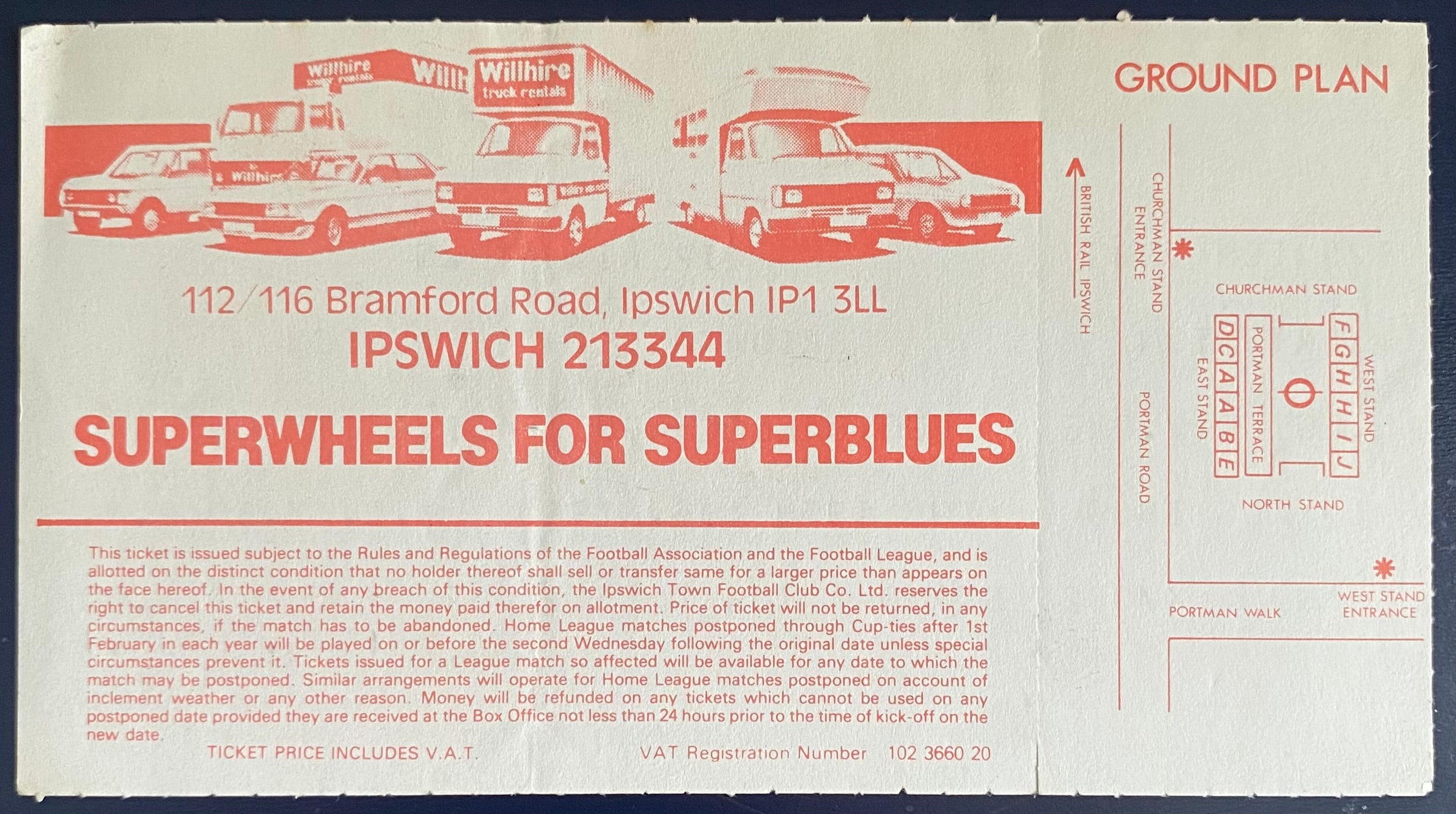 1980/81 ORIGINAL DIVISION 1 UNUSED TICKET IPSWICH TOWN V BRIGHTON AND HOVE ALBION