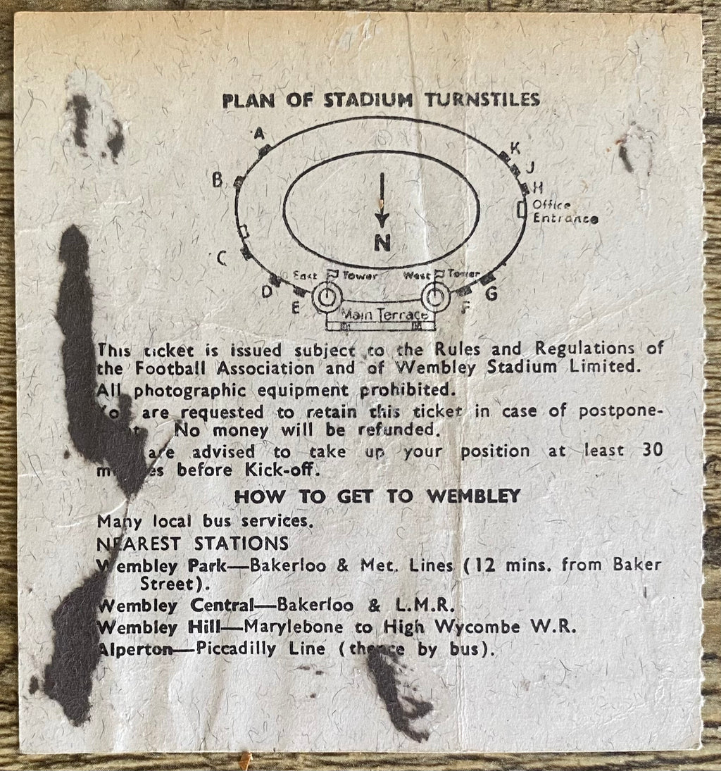 1966 ORIGINAL WORLD CUP 3RD PLACE PLAY OFF TICKET PORTUGAL V SOVIET UNION @ WEMBLEY