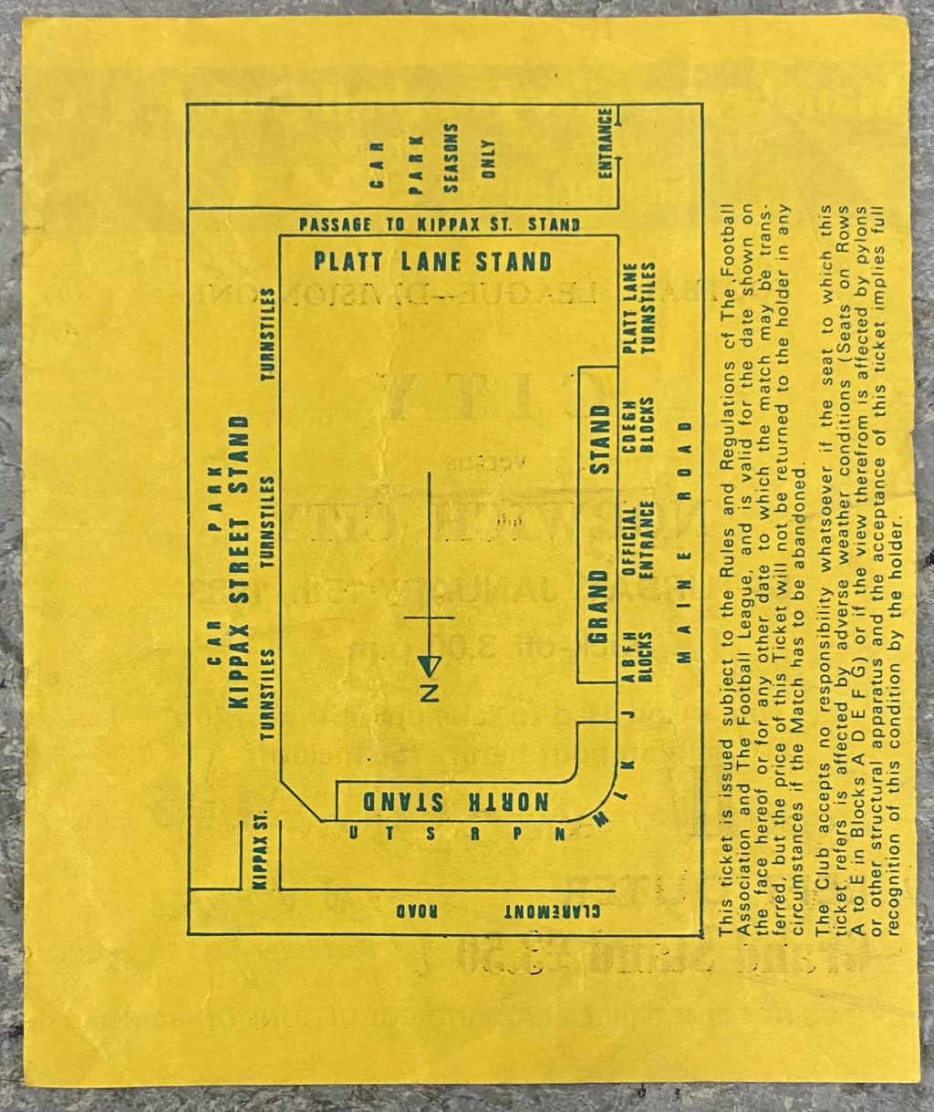 1982/83 ORIGINAL DIVISION 1 TICKET MANCHESTER CITY V NORWICH CITY