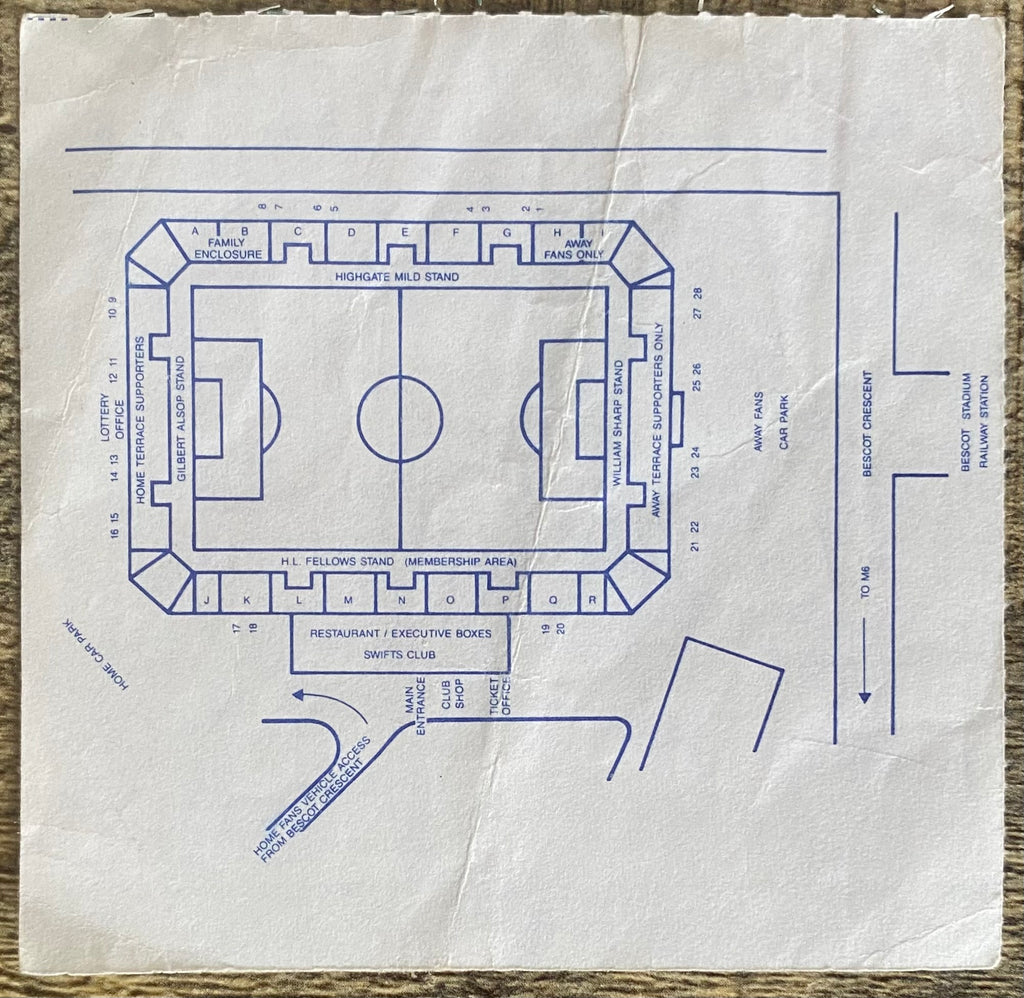 1990/91 ORIGINAL RUMBELOWS CUP 1ST ROUND 1ST LEG TICKET WALSALL V CAMBRIDGE UNITED