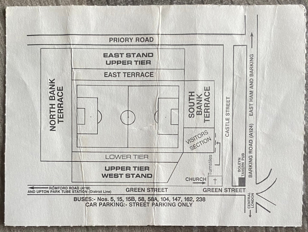 1990/91 ORIGINAL DIVISION 2 TICKET WEST HAM UNITED V SHEFFIELD WEDNESDAY