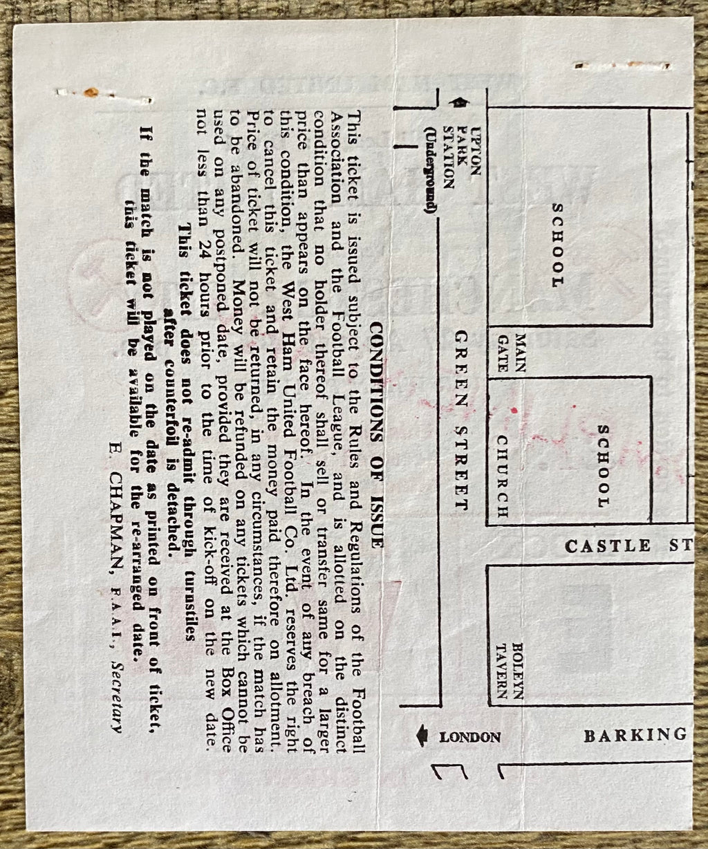 1977/78 ORIGINAL DIVISION ONE TICKET WEST HAM UNITED V MANCHESTER CITY