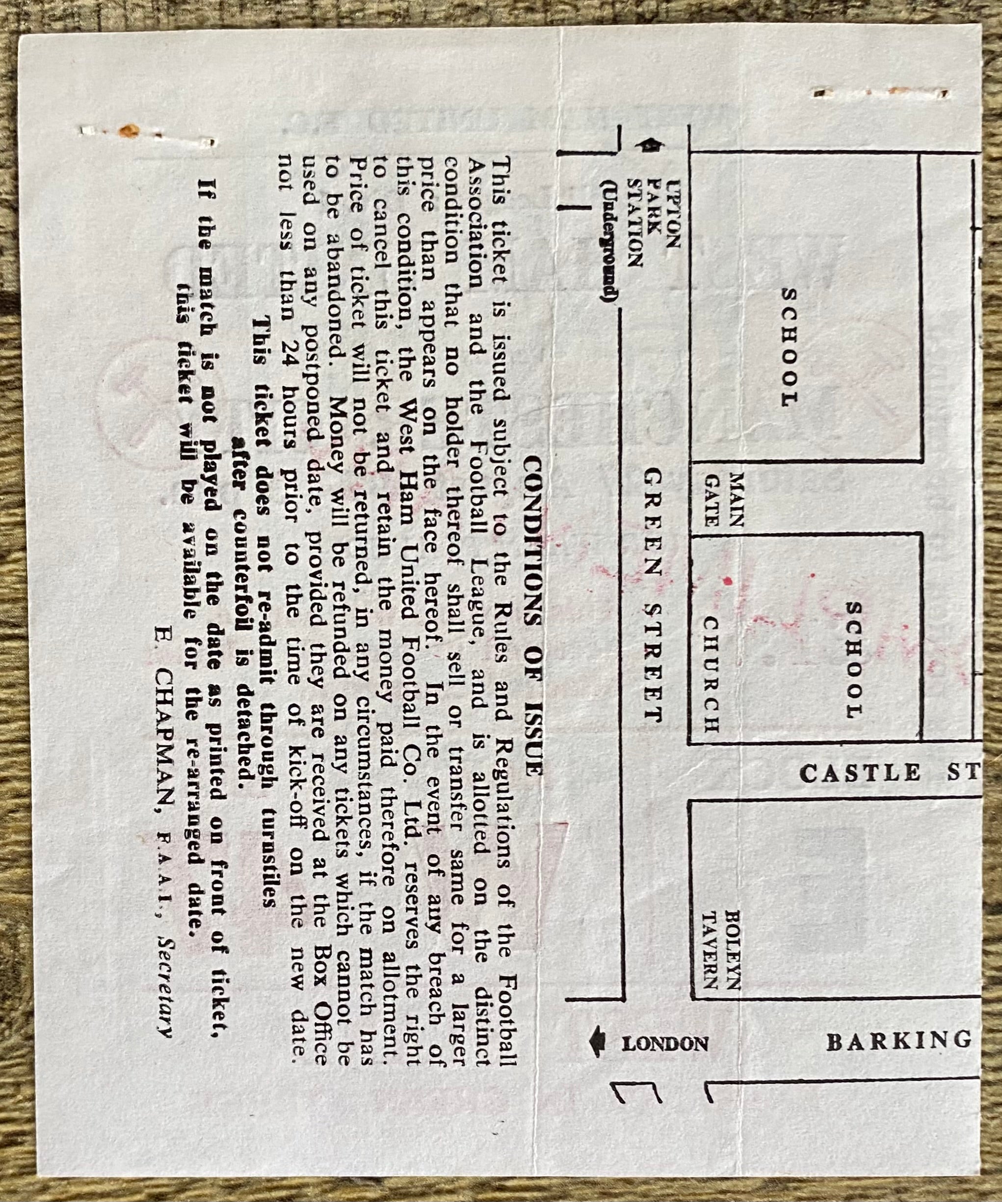 1977/78 ORIGINAL DIVISION ONE TICKET WEST HAM UNITED V MANCHESTER CITY