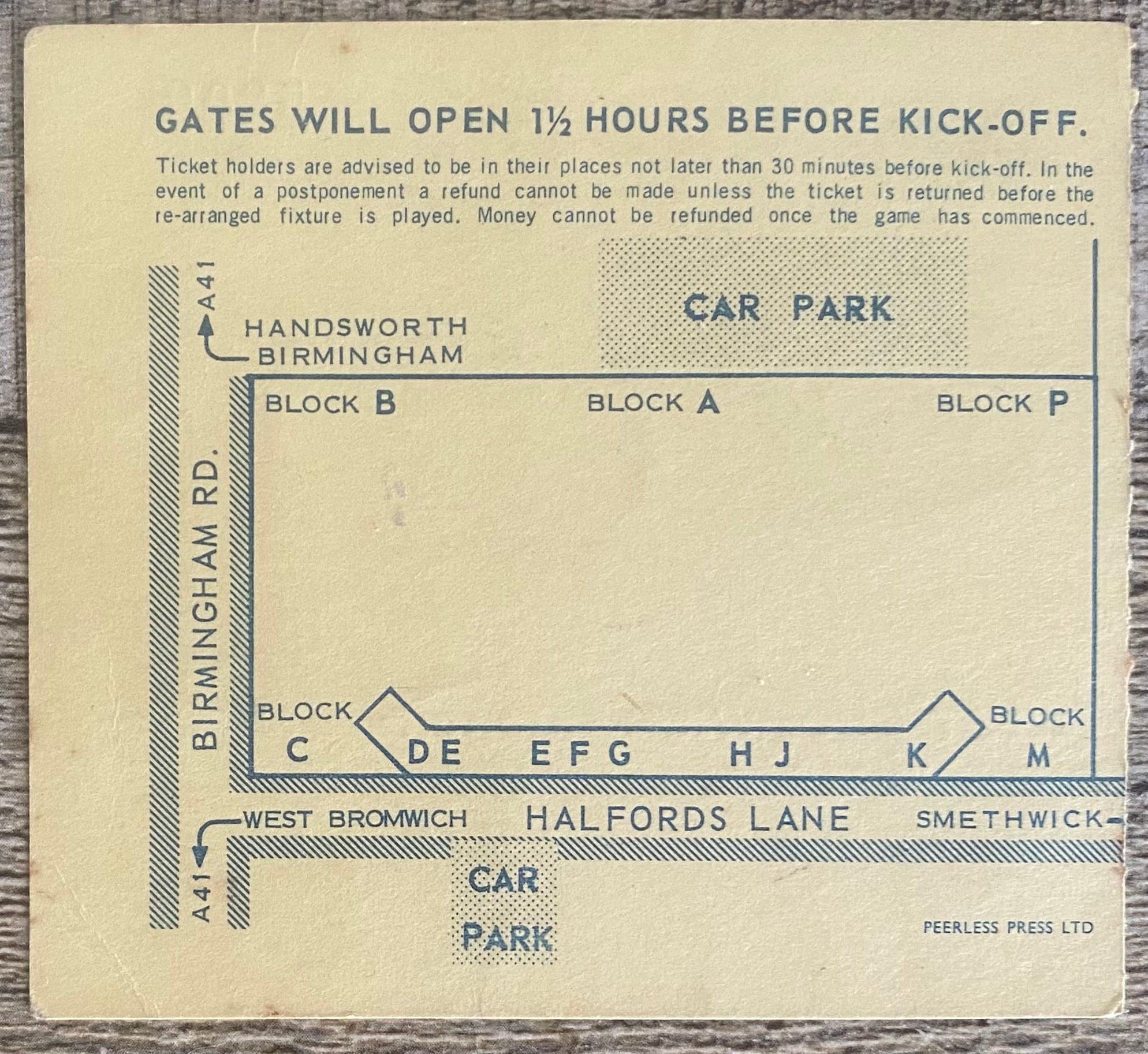 1967/68 ORIGINAL FA CUP 6TH ROUND TICKET WEST BROMWICH ALBION V LIVERPOOL