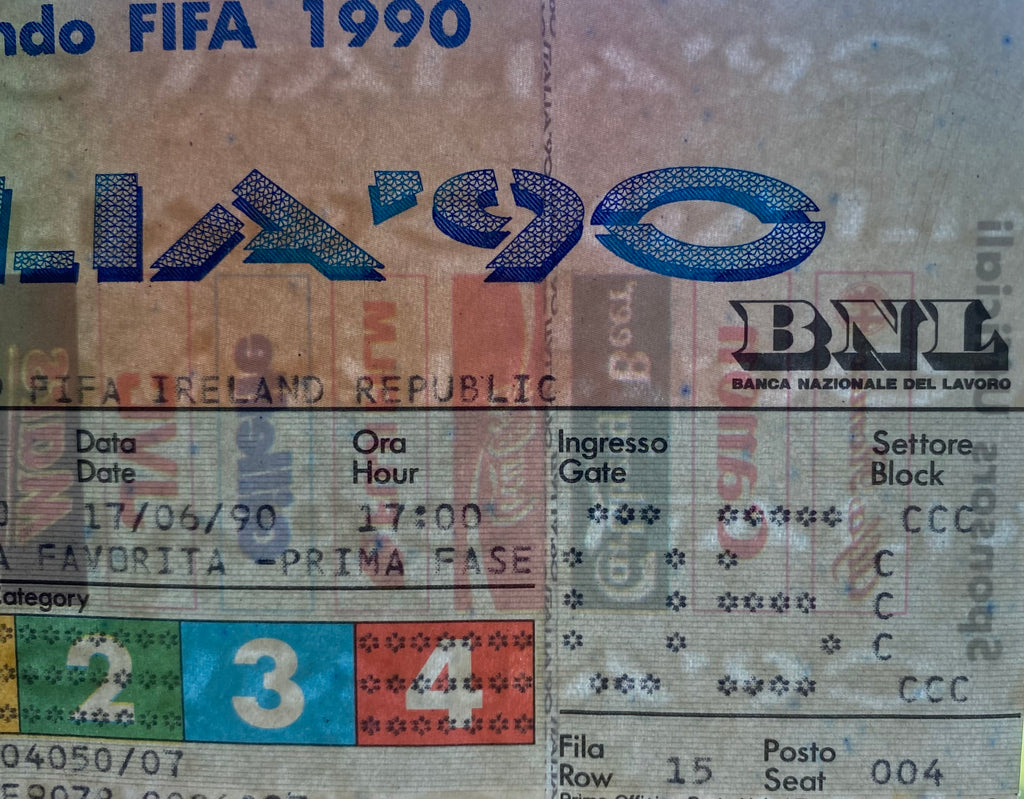 1990 ORIGINAL WORLD CUP 1ST ROUND TICKET REPUBLIC OF IRELAND V EYGPT @ PALERMO