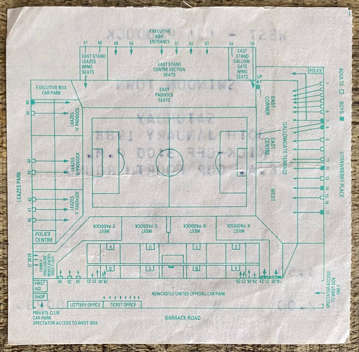 1987/88 ORIGINAL FA CUP 4TH ROUND TICKET NEWCASTLE UNITED V SWINDON TOWN