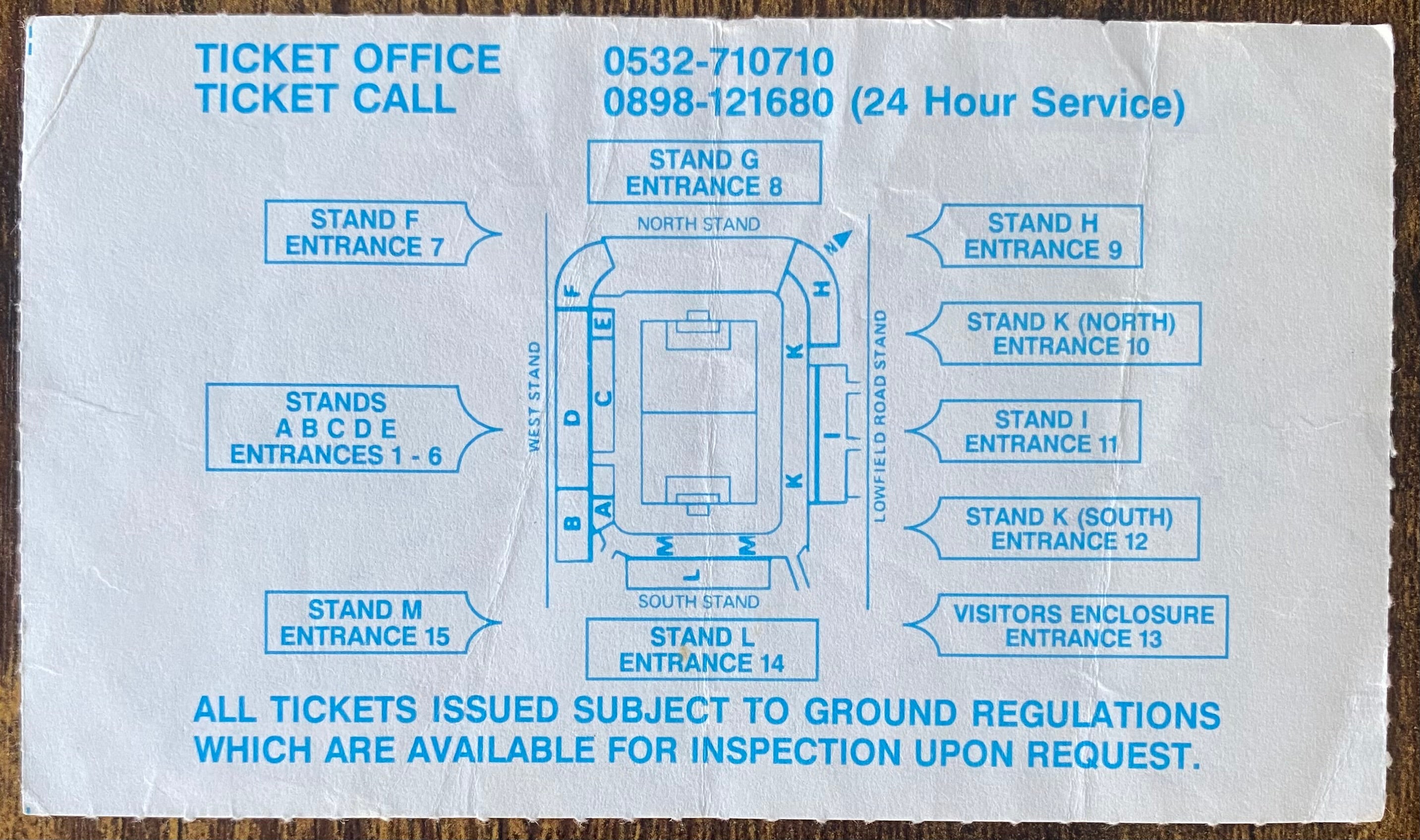 1990/91 ORIGINAL DIVISION ONE TICKET LEEDS UNITED V EVERTON