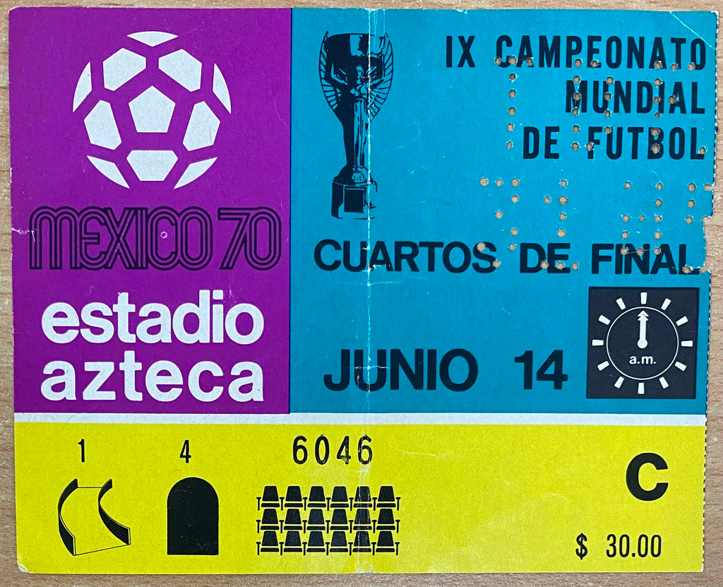 1970 ORIGINAL WORLD CUP QUARTER FINAL TICKET SOVIET UNION V URUGUAY@ MEXICO CITY