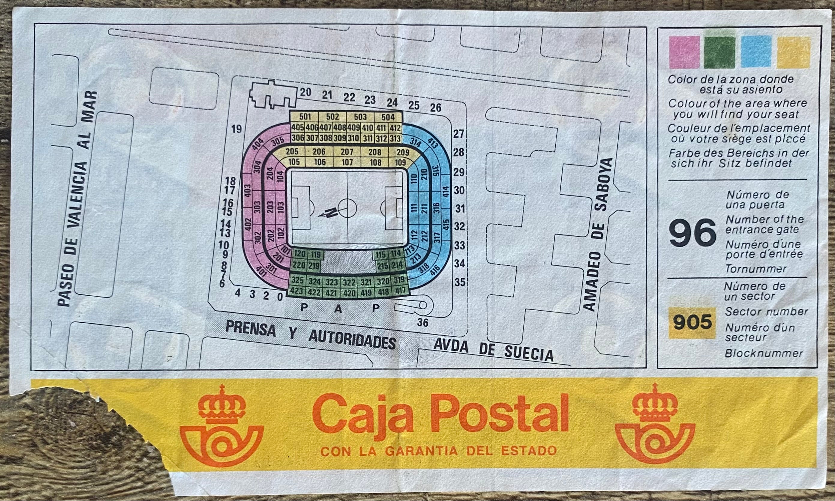 1982 ORIGINAL WORLD CUP 1ST ROUND TICKET SPAIN V NORTHERN IRELAND @ VALENCIA