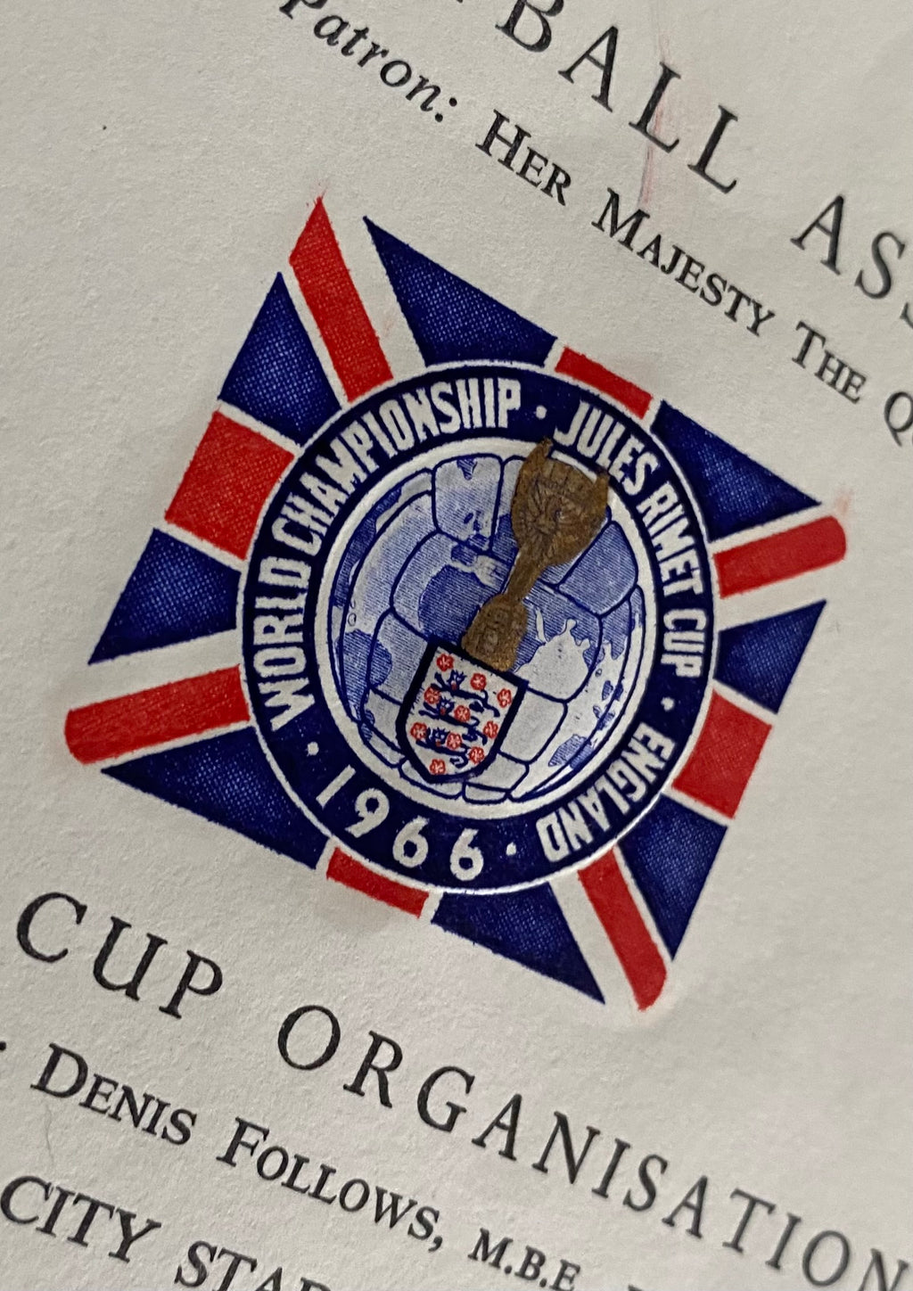 1966 WORLD CUP ORIGINAL OFFICIAL LETTER (THANKYOU LETTER) AUG 1966