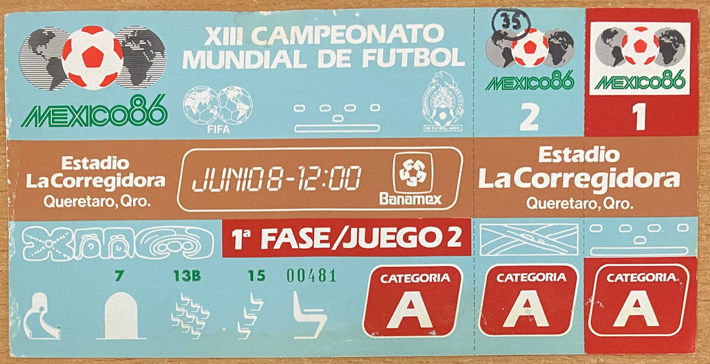 1986 ORIGINAL WORLD CUP 1ST ROUND UNUSED TICKET SCOTLAND V WEST GERMANY @ QUERETARO