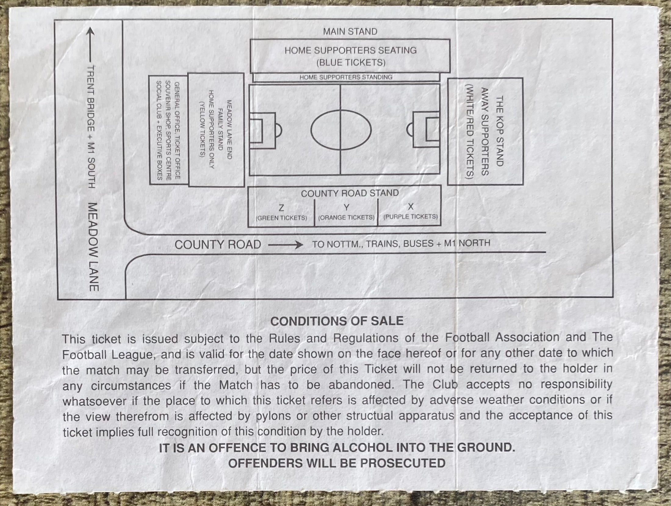 1992/93 ORIGINAL DIVISION 1 TICKET NOTTS COUNTY V SUNDERLAND