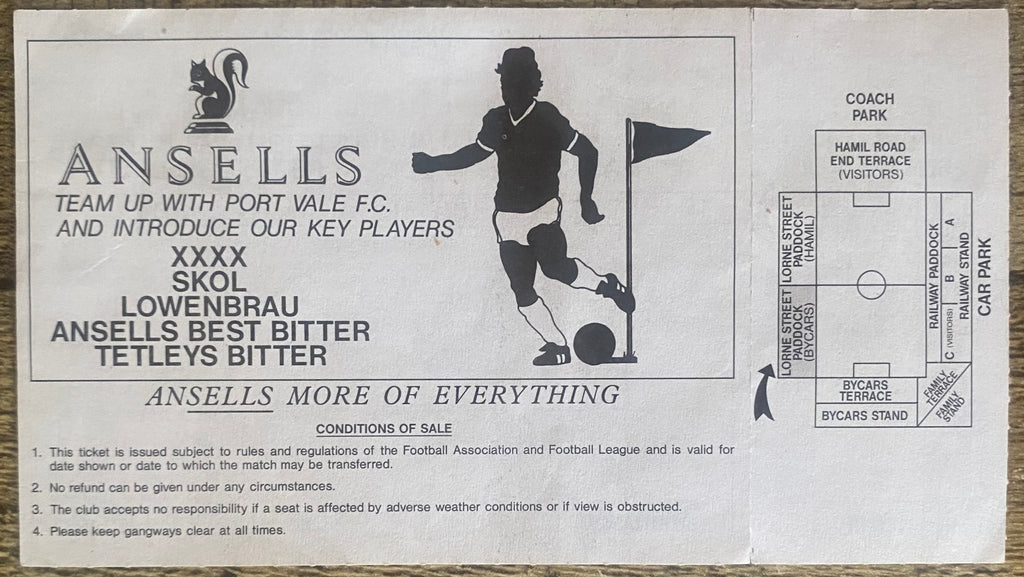 1991/92 ORIGINAL RUMBELOWS CUP 3RD ROUND  UNUSED TICKET PORT VALE V LIVERPOOL