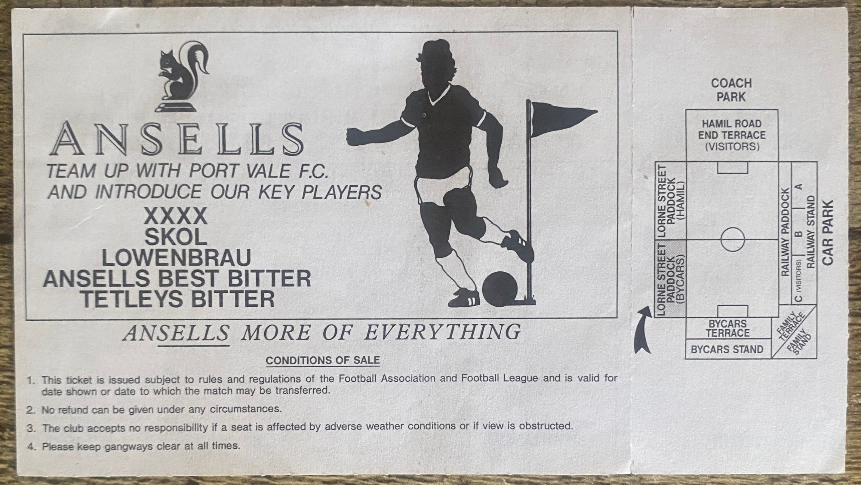 1991/92 ORIGINAL RUMBELOWS CUP 3RD ROUND  UNUSED TICKET PORT VALE V LIVERPOOL