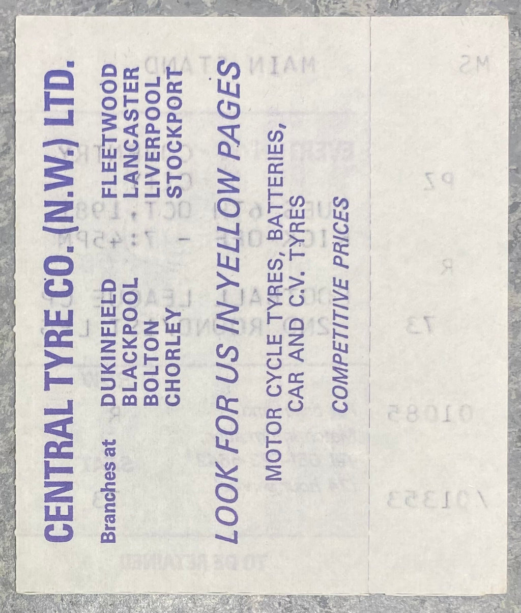 1981/82 ORIGINAL LEAGUE CUP 2ND ROUND 1ST LEG TICKET EVERTON V COVENTRY CITY