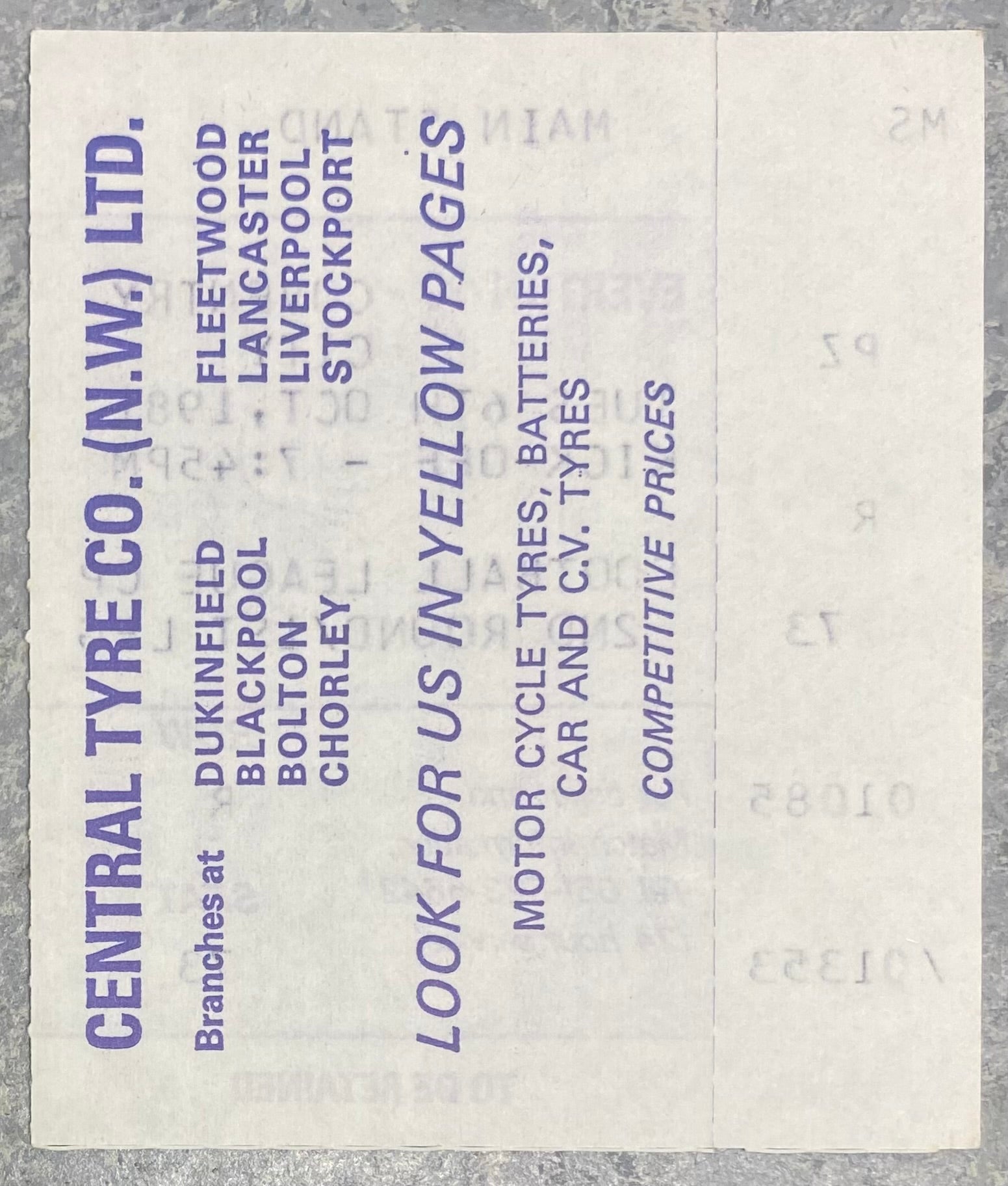1981/82 ORIGINAL LEAGUE CUP 2ND ROUND 1ST LEG TICKET EVERTON V COVENTRY CITY
