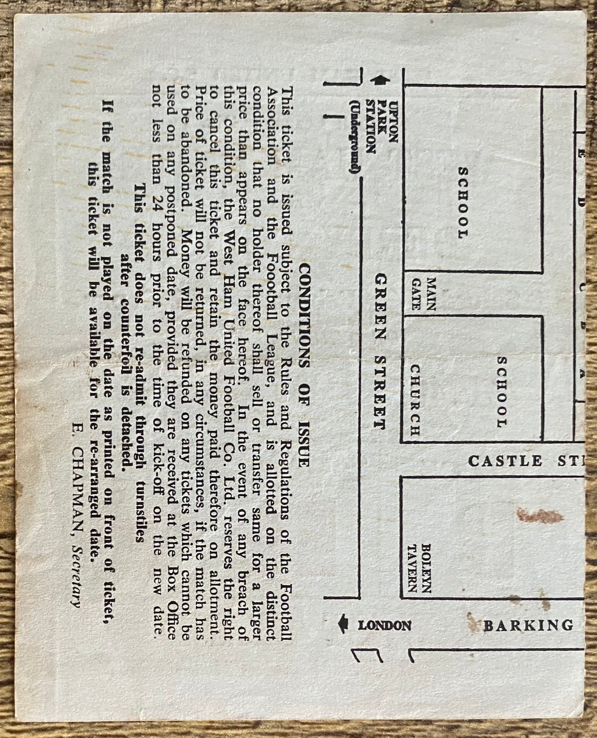 1975/76 ORIGINAL DIVISION ONE TICKET WEST HAM UNITED V DERBY COUNTY