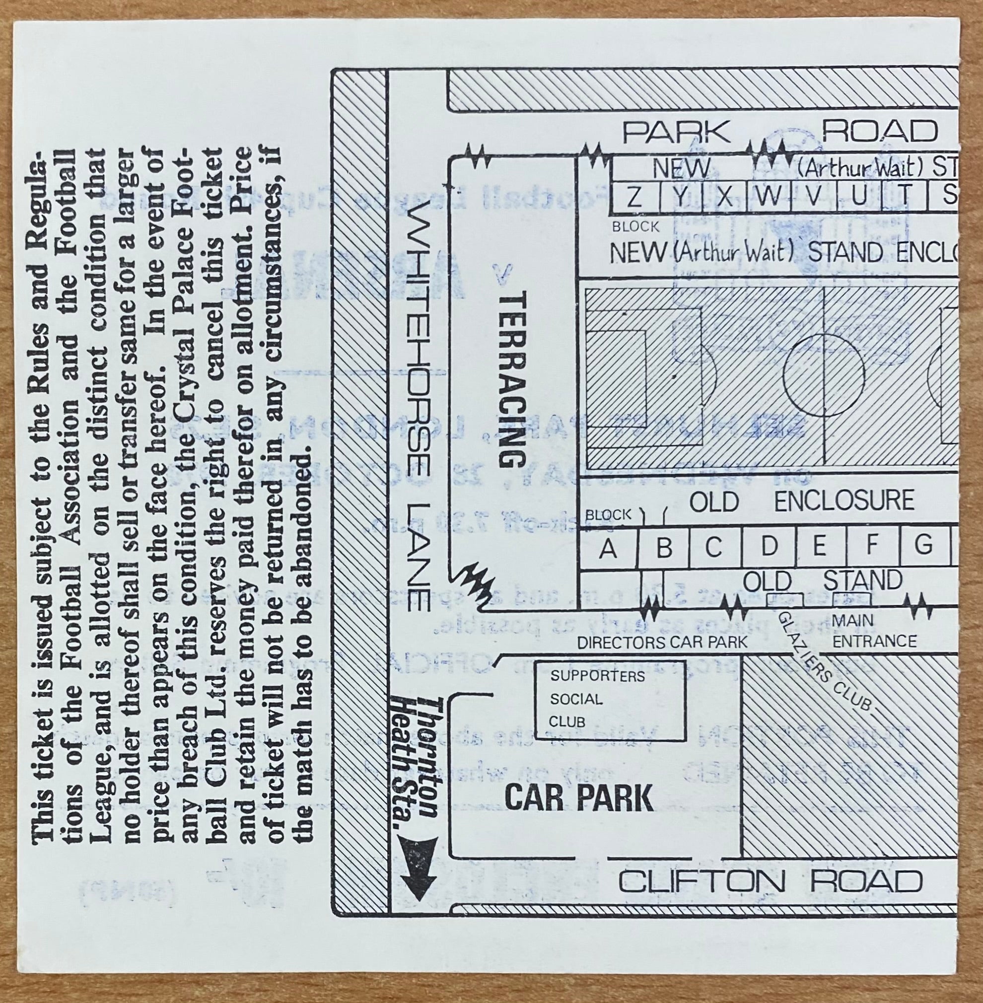 1970/71 ORIGINAL LEAGUE CUP 4TH ROUND TICKET CRYSTAL PALACE V ARSENAL