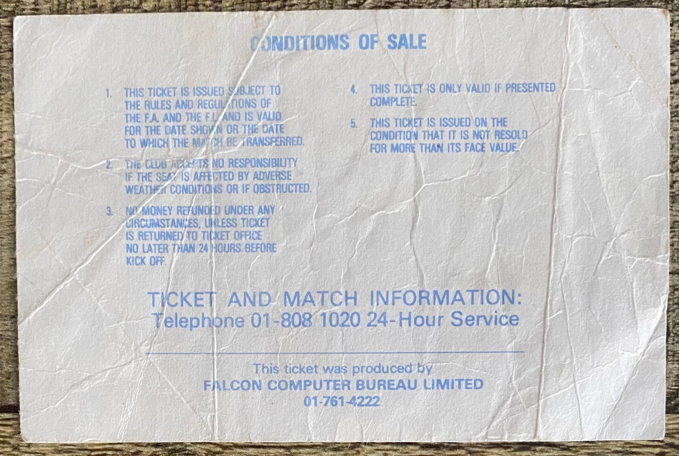 1981/82 ORIGINAL DIVISION ONE TICKET TOTTENHAM HOTSPUR V WEST HAM UNITED