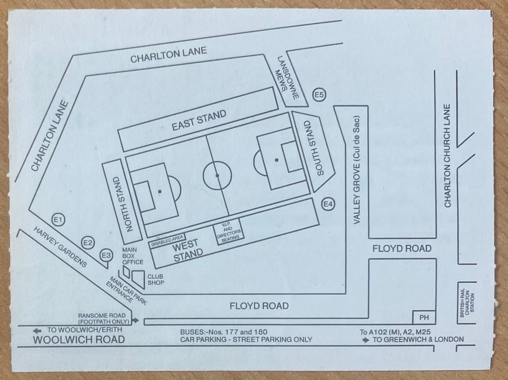 1993/94 ORIGINAL ANGLO ITALIAN CUP TICKET CHARLTON ATHLETIC V CRYSTAL PALACE