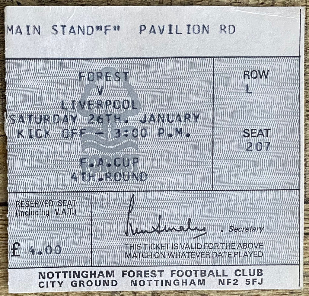 1979/80 ORIGINAL FA CUP 4TH ROUND TICKET LIVERPOOL V NOTTINGHAM FOREST