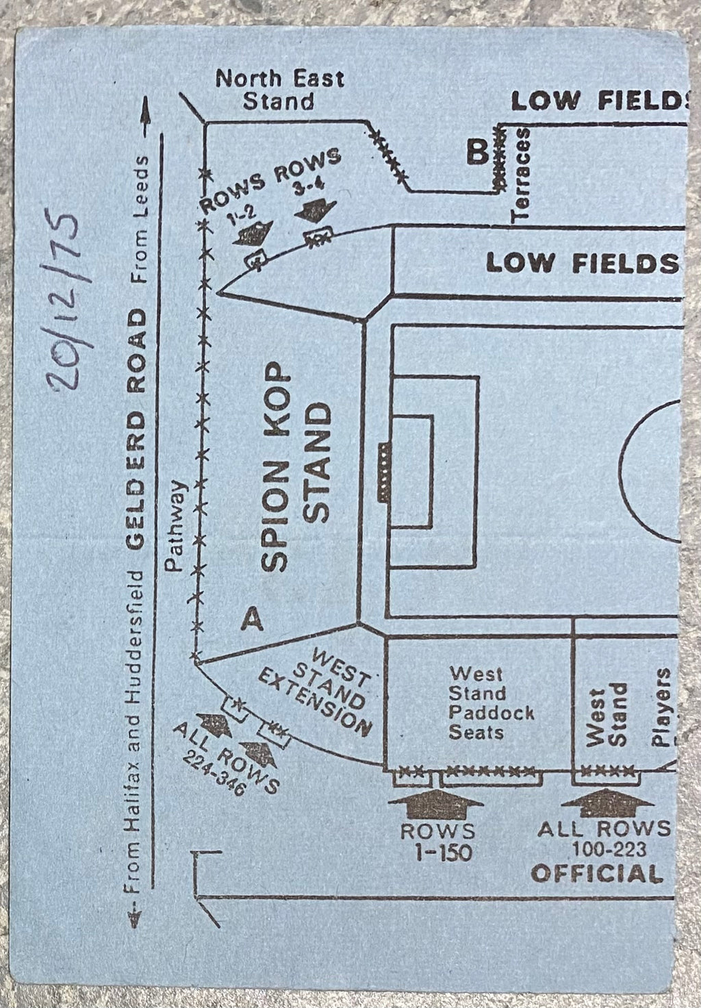 1975/76 ORIGINAL DIVISION ONE TICKET LEEDS UNITED V ASTON VILLA