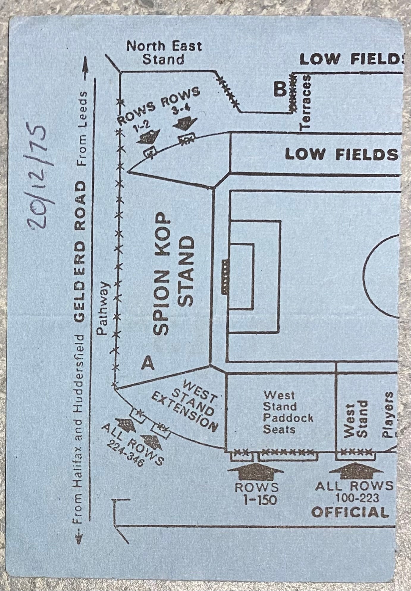 1975/76 ORIGINAL DIVISION ONE TICKET LEEDS UNITED V ASTON VILLA