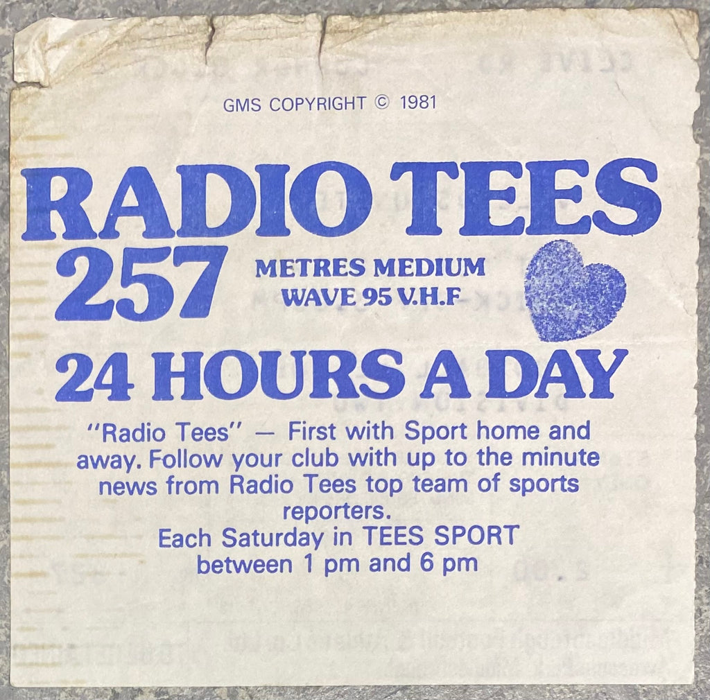 1982/83 ORIGINAL DIVISION TWO TICKET MIDDLESBROUGH V LEEDS UNITED